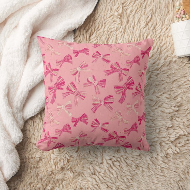 Coussin Motif sans couture à ruban rose coquette (Couverture)