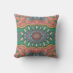Coussin Motif sans couture abstrait dessiné à la main. Déc