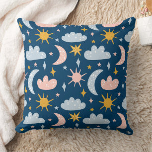 Coussin Motif sans couture arc-en-ciel et floral bohème fa