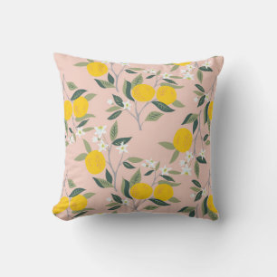 Coussin Motif sans couture avec branches d'oranges en fleu