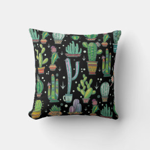 Coussin Motif sans couture avec cactus mignons