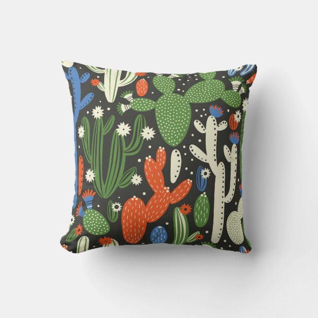 Coussin motif sans couture avec cactus sur arrière - plan  (Recto)