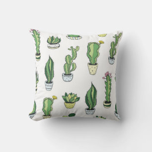 Coussin Motif sans couture avec cactus verts et succulents