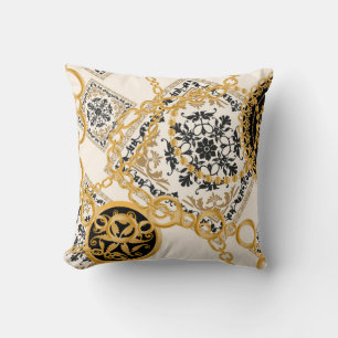 Coussin Motif sans couture avec chaînes or pierres préci
