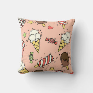 Coussin Motif sans couture avec crème glacée et lollipopes