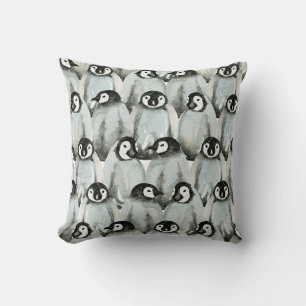 Coussin Motif sans couture avec d'adorables pingouins.