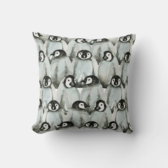 Coussin Motif sans couture avec d'adorables pingouins. (Recto)