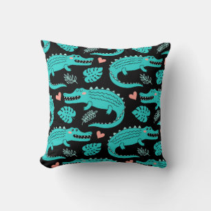 Coussin Motif sans couture avec de mignons crocodiles de d