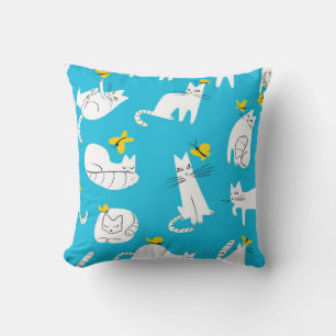 Coussin Motif sans couture avec des chats drôles jouant av