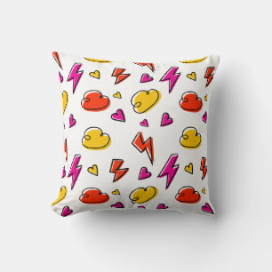 Coussin Motif sans couture avec des nuages et des éclairs