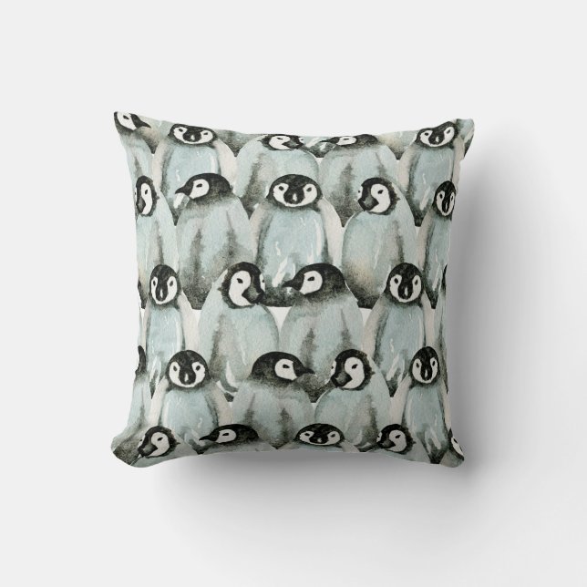 Coussin Motif sans couture avec des pingouins mignons (Recto)