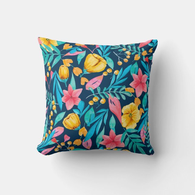 Coussin Motif sans couture avec éléments botaniques. Water (Recto)