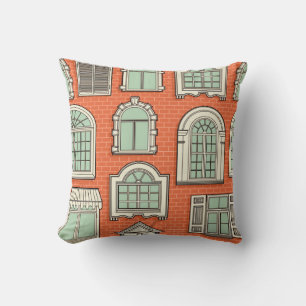 Coussin Motif sans couture avec fenêtres vintages.