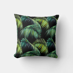 Coussin Motif sans couture avec feuilles de palmiers tropi