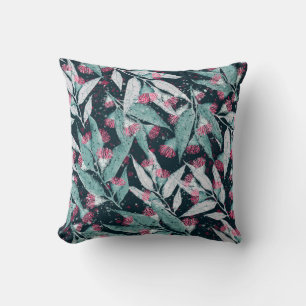 Coussin Motif sans couture avec feuilles d'eucalyptus et f