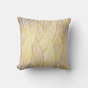 Coussin Motif sans couture avec feuilles or
