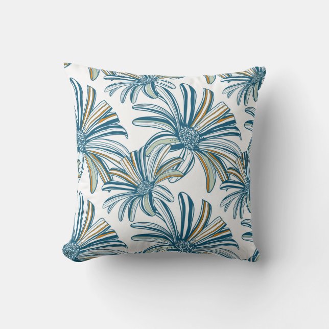 Coussin Motif sans couture avec fleurs de gerbera. retour  (Recto)