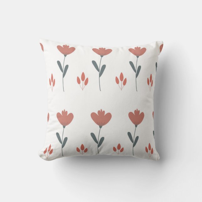 Coussin motif sans couture avec fleurs et feuilles (Recto)