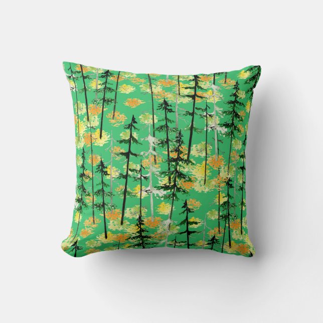 Coussin Motif sans couture avec forêt d'automne (Recto)