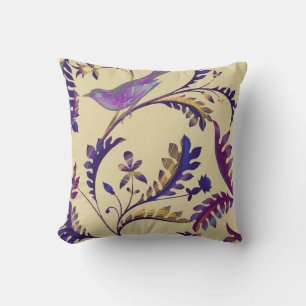 Coussin Motif sans couture avec oiseaux et branches avec e