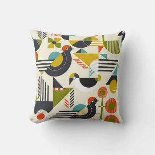 Coussin Motif sans couture avec oiseaux stylisés en bauh r
