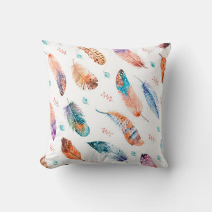 Coussin Motif sans couture avec plumes dessinées à la main