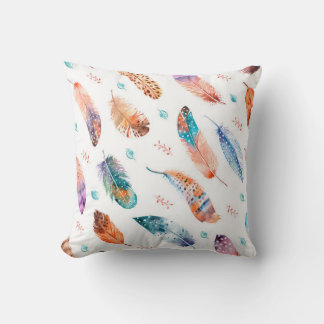 Coussin Motif sans couture avec plumes dessinées à la main