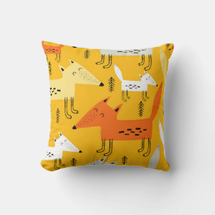 Coussin Motif sans couture avec renard de dessin animé, él