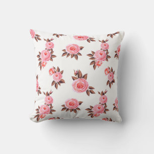Coussin Motif sans couture avec rosesbeautiful, noir