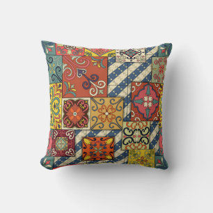 Coussin Motif sans couture avec tuiles portugaises en tala