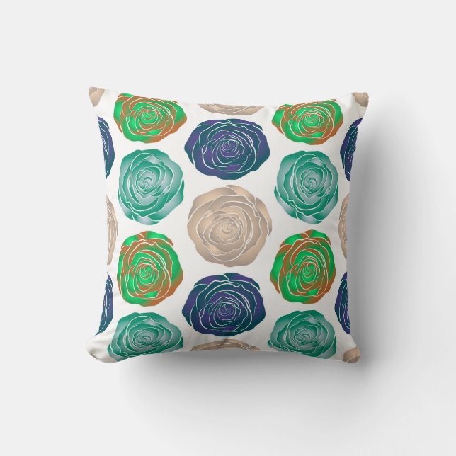 Coussin Motif sans couture beige, verte et violette.  (Recto)