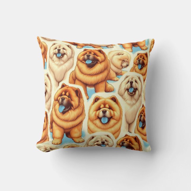 Coussin Motif sans couture de Chow-Chow Retro (Recto)