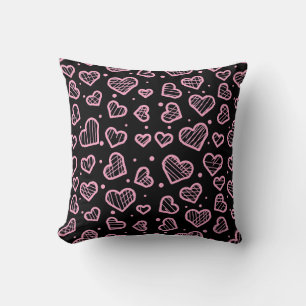 Coussin Motif sans couture de cœurs sur fond noir