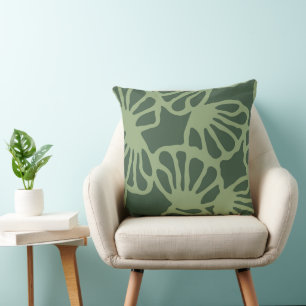 Coussin Motif sans couture de corail floral abstrait vert