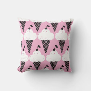 Coussin Motif sans couture de crème glacée dessinée à la m