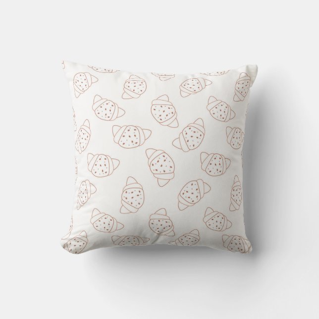 Coussin motif sans couture de croissant dans un style liné (Recto)