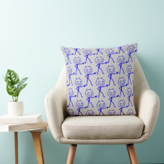 Coussin Motif sans couture de doodle de personnage bâton a