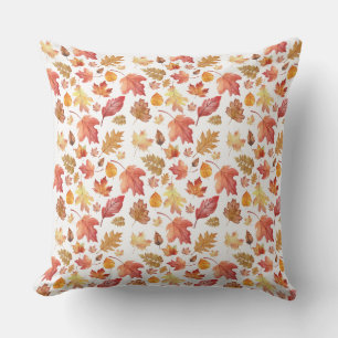Coussin Motif sans couture de feuilles d'automne à l'aquar