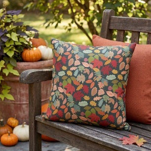 Coussin Motif sans couture de feuilles d'automne colorées