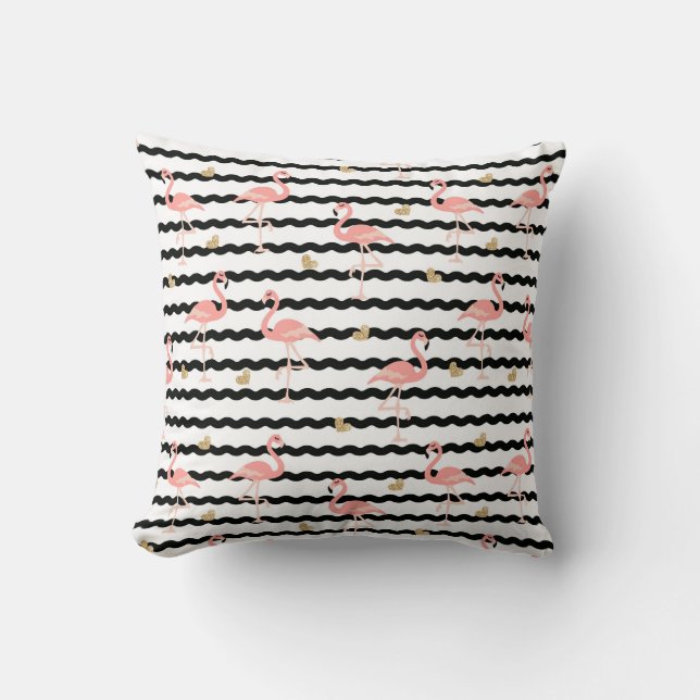 Coussin Motif sans couture de flamant rose mignon (Recto)