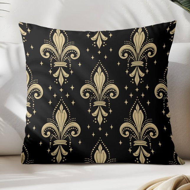 Coussin Motif sans couture de fleur de lis dorée sur fond  (Créateur téléchargé)