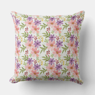 Coussin Motif sans couture de fleurs dessinées à la main c