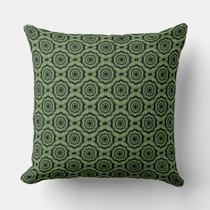 Coussin Motif sans couture de fleurs noir vert
