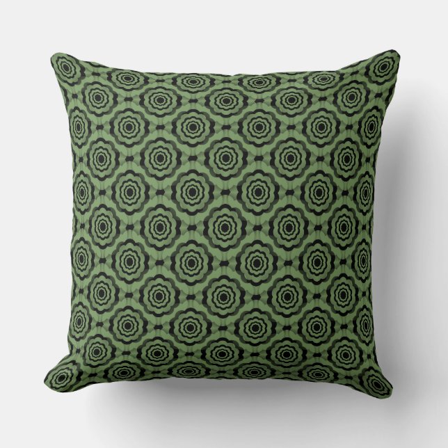 Coussin Motif sans couture de fleurs noir vert (Recto)