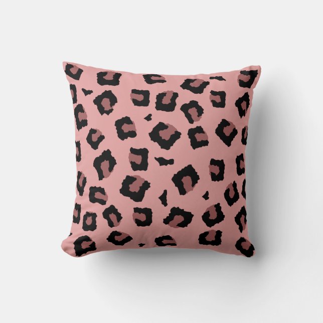 Coussin Motif sans couture de léopard ton rose (Recto)