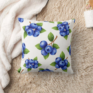 Coussin Motif sans couture de myrtille fraîche