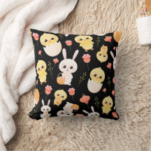 Motif sans couture de poussins et de lapins de Pâq