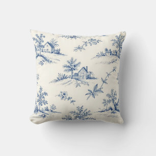 Coussin Motif sans couture de toile de Jouy de campagne