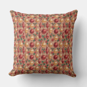 Coussin Motif sans couture d'ornements de Noël vintage