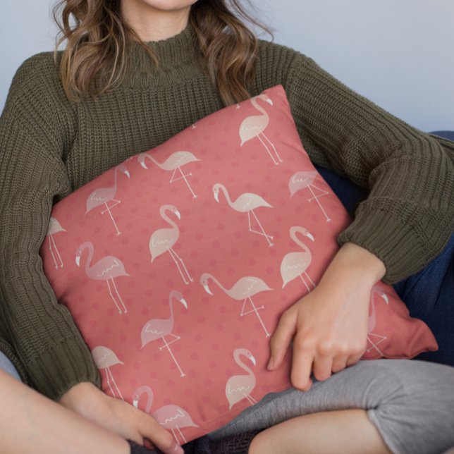 Coussin Motif sans couture Flamant Rose Corail Rouge (Créateur téléchargé)